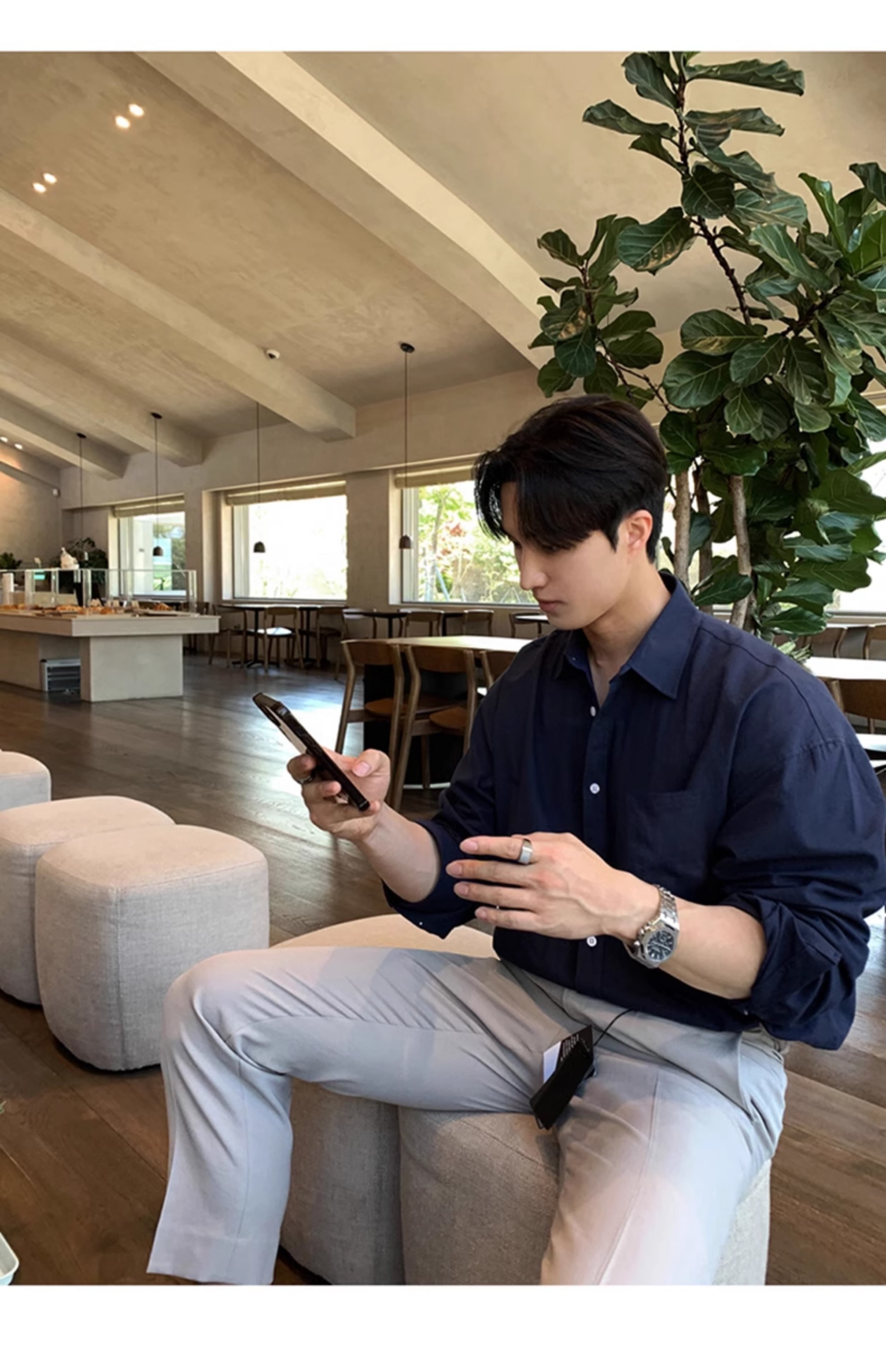 韓国ファッション ゆったりオーバーシルエットシャツ