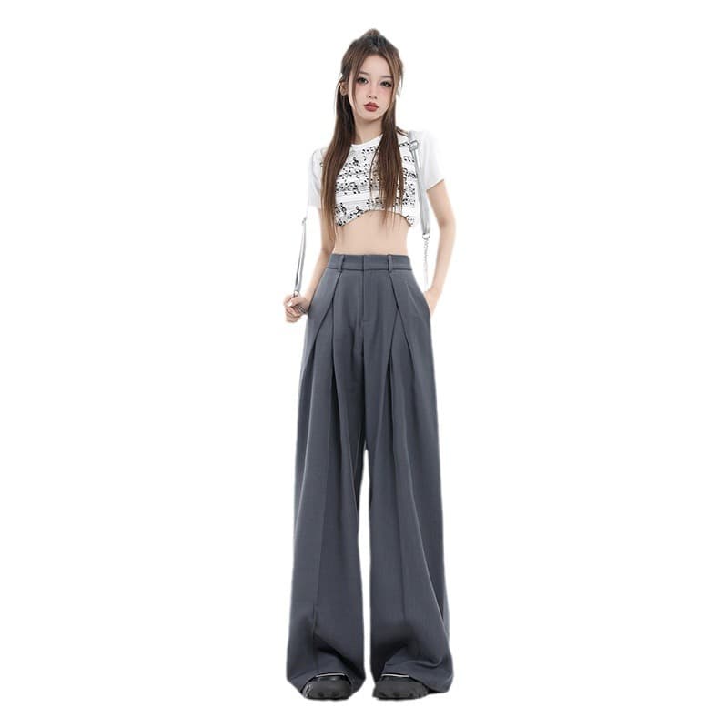 韓国ファッション ドレープワイドパンツ