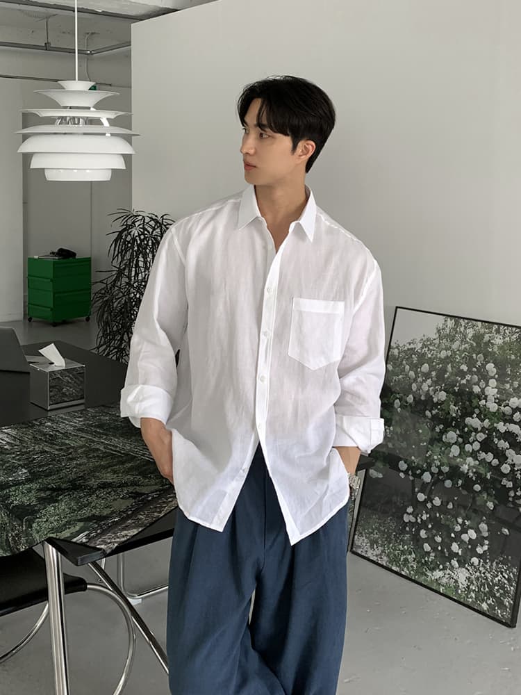 韓国ファッション シンプルリラックスシャツ